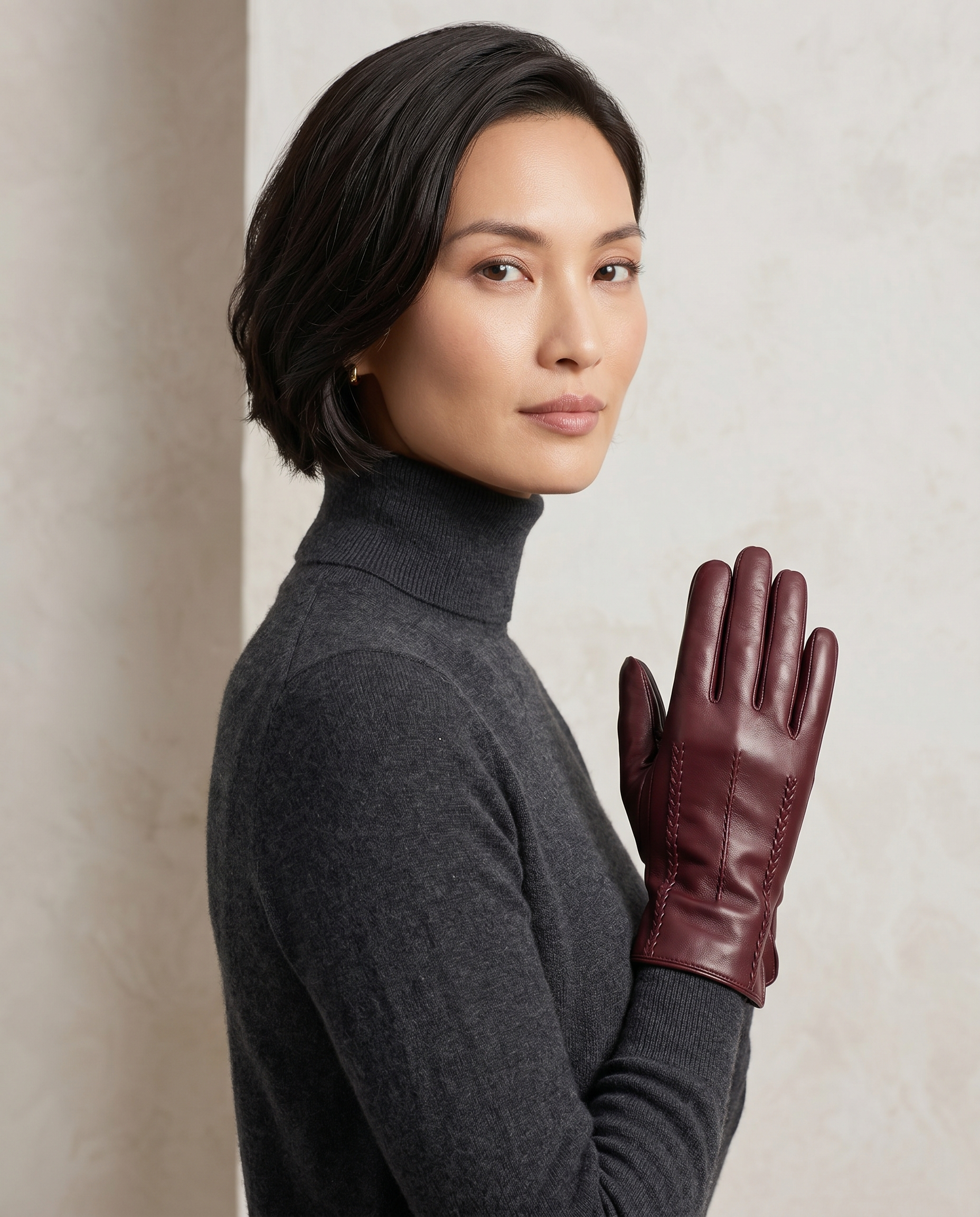 Burgundy Leather Gloves
