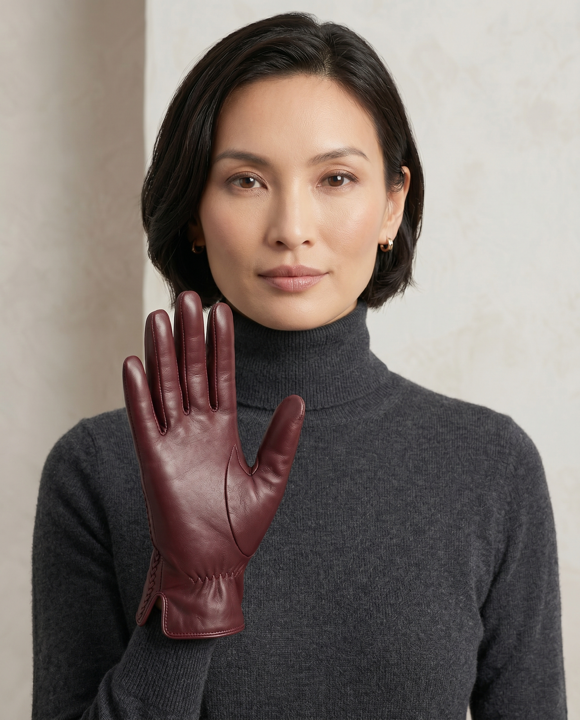 Burgundy Leather Gloves