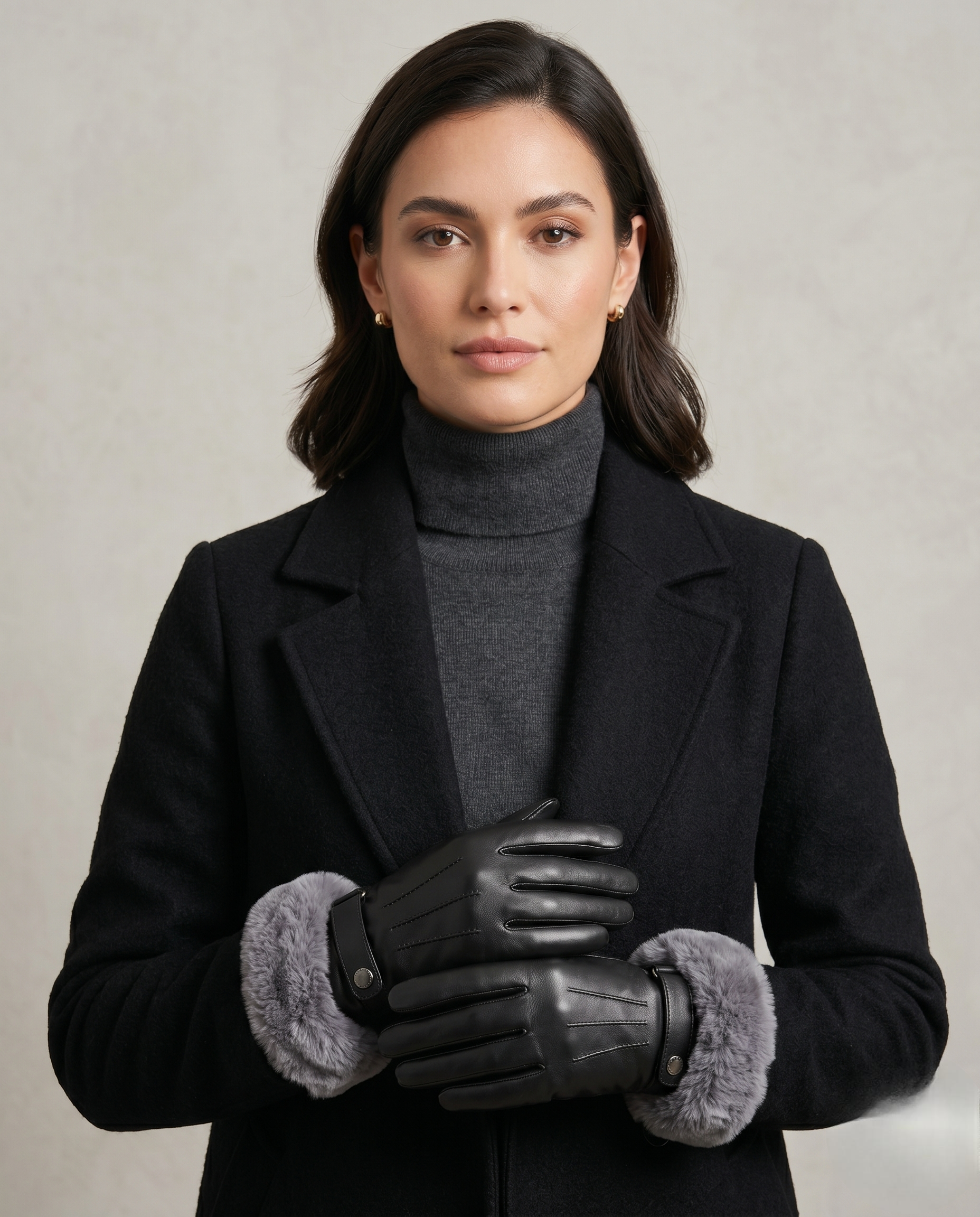 Luxury Faux Fur Leather Gloves