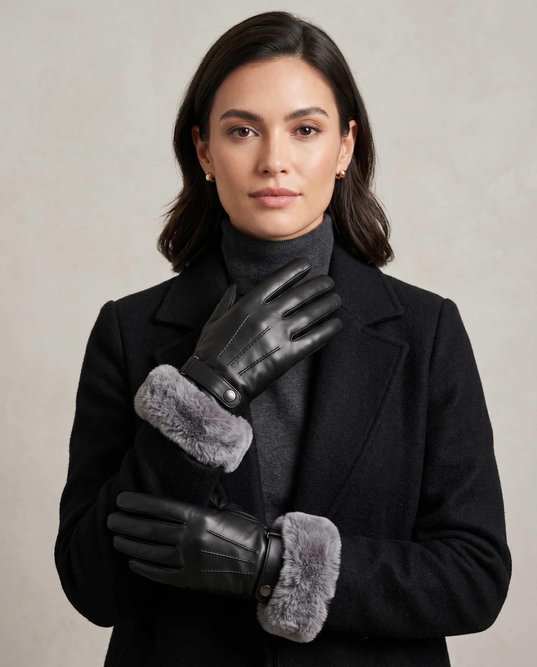 Luxury Faux Fur Leather Gloves