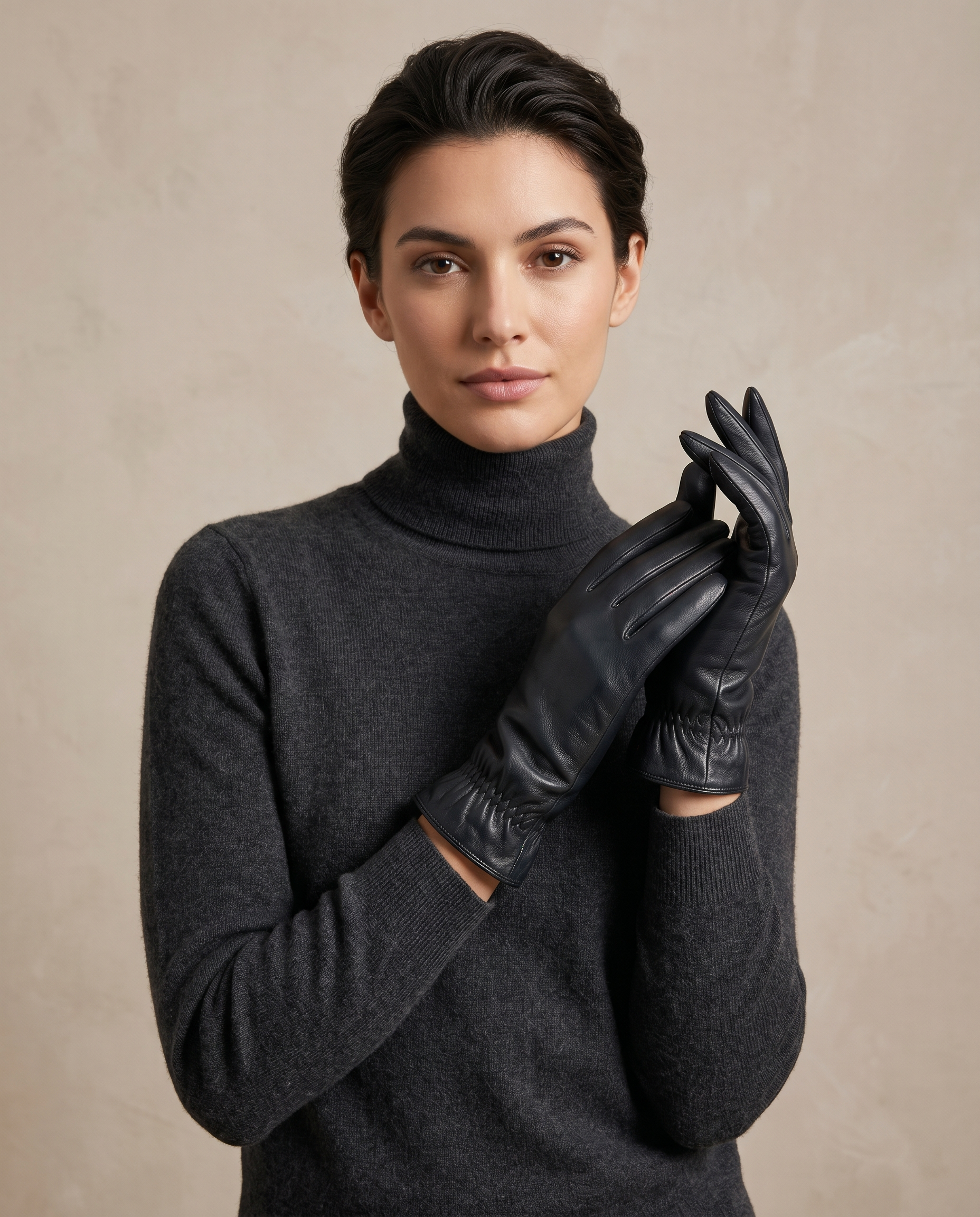 Elegant Black Leather Gloves