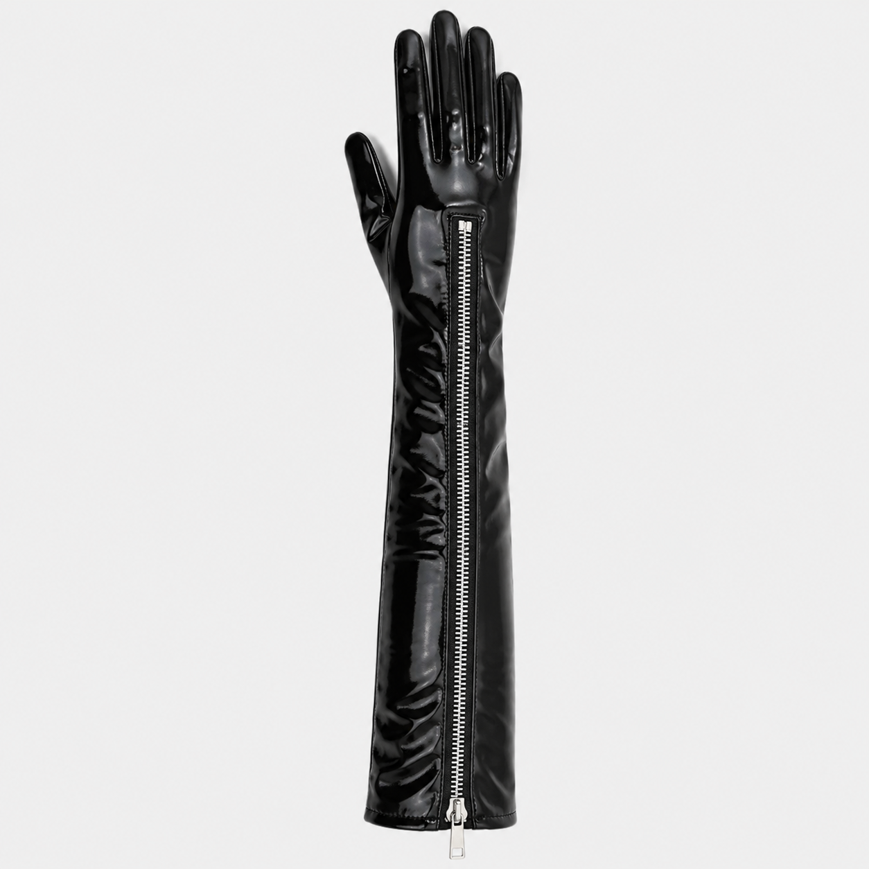 Zippered Glossy Opera Gloves