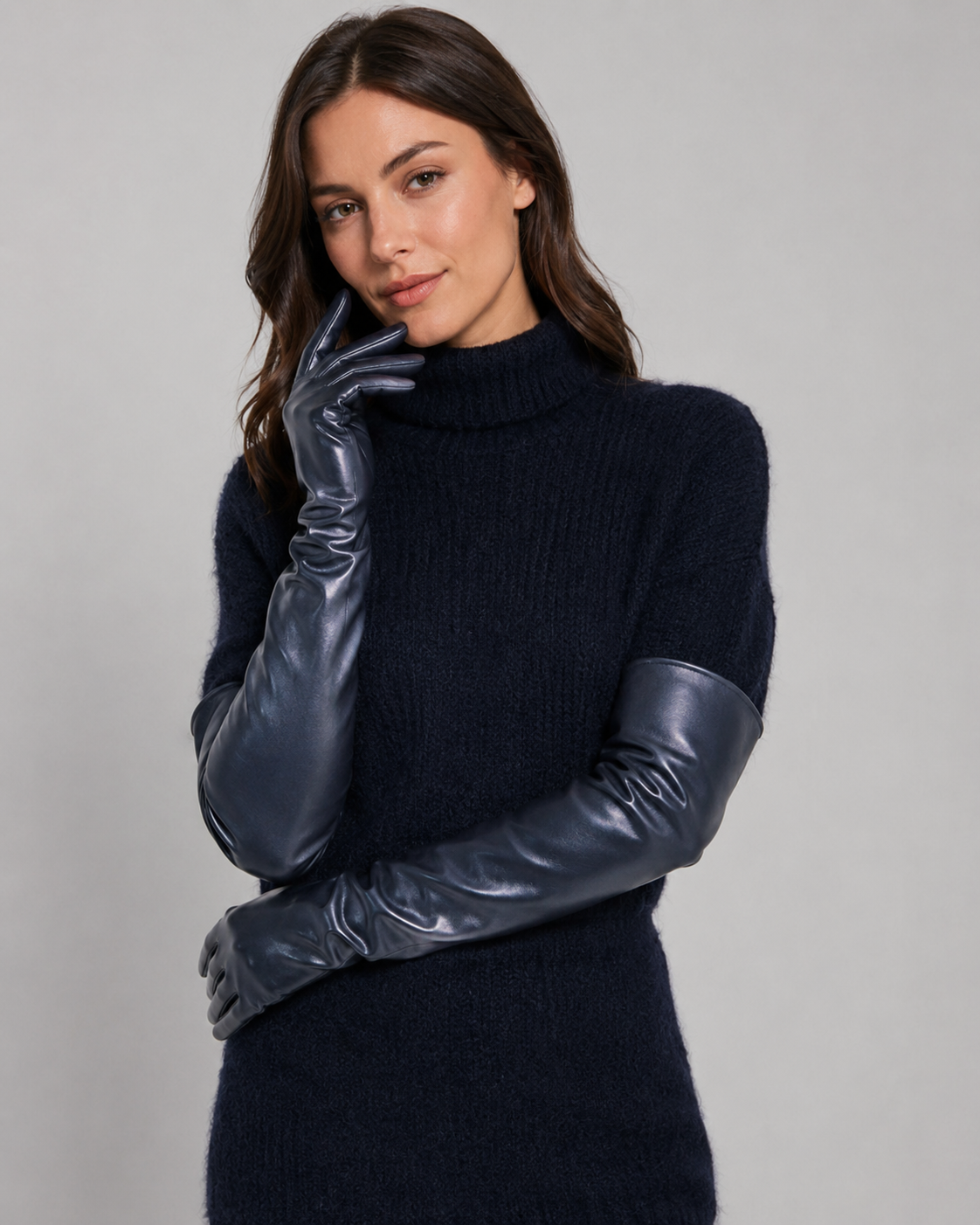 Elegant Long Leather-Look Gloves