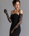 Midnight Floral Lace Opera Gloves