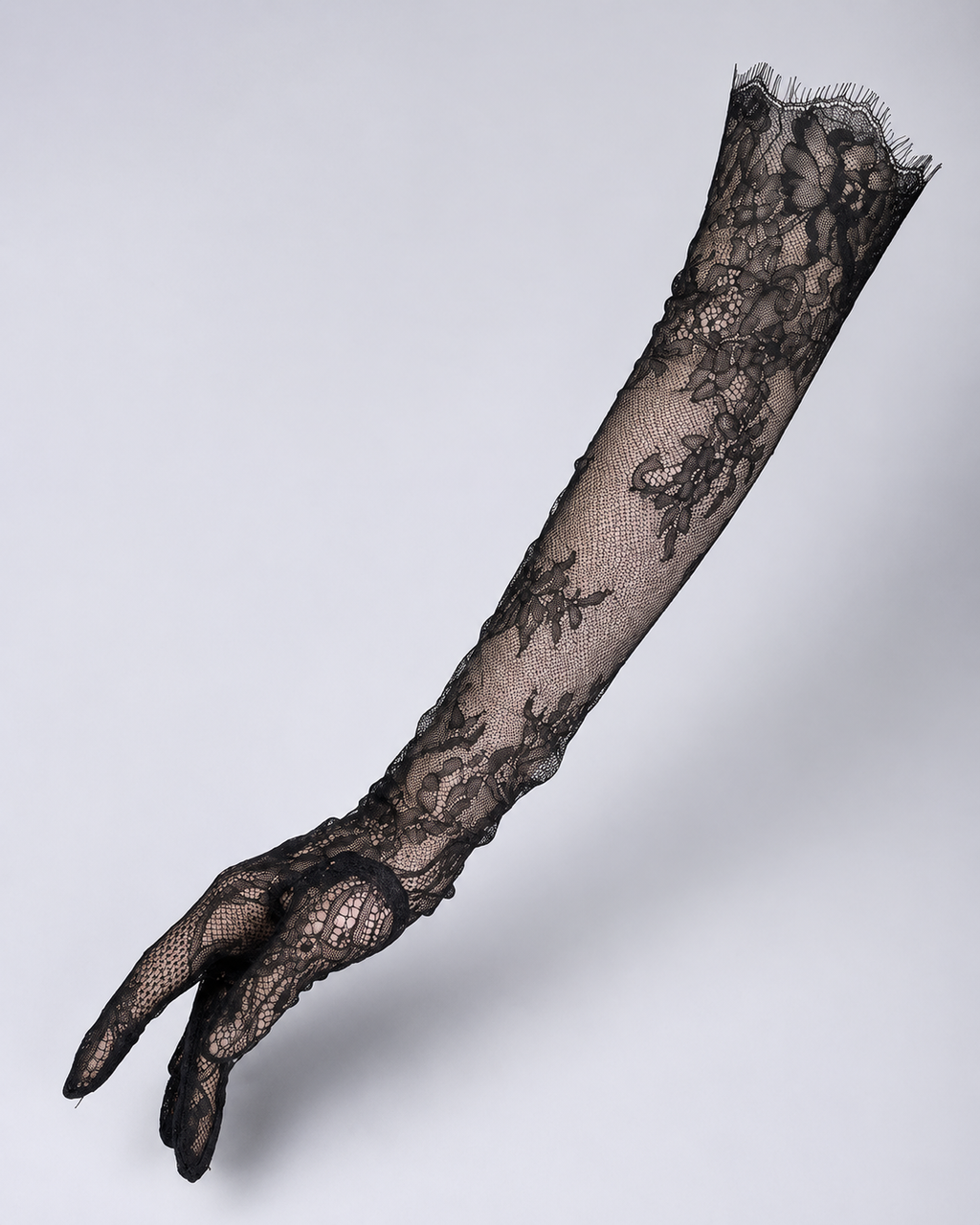 Midnight Floral Lace Opera Gloves